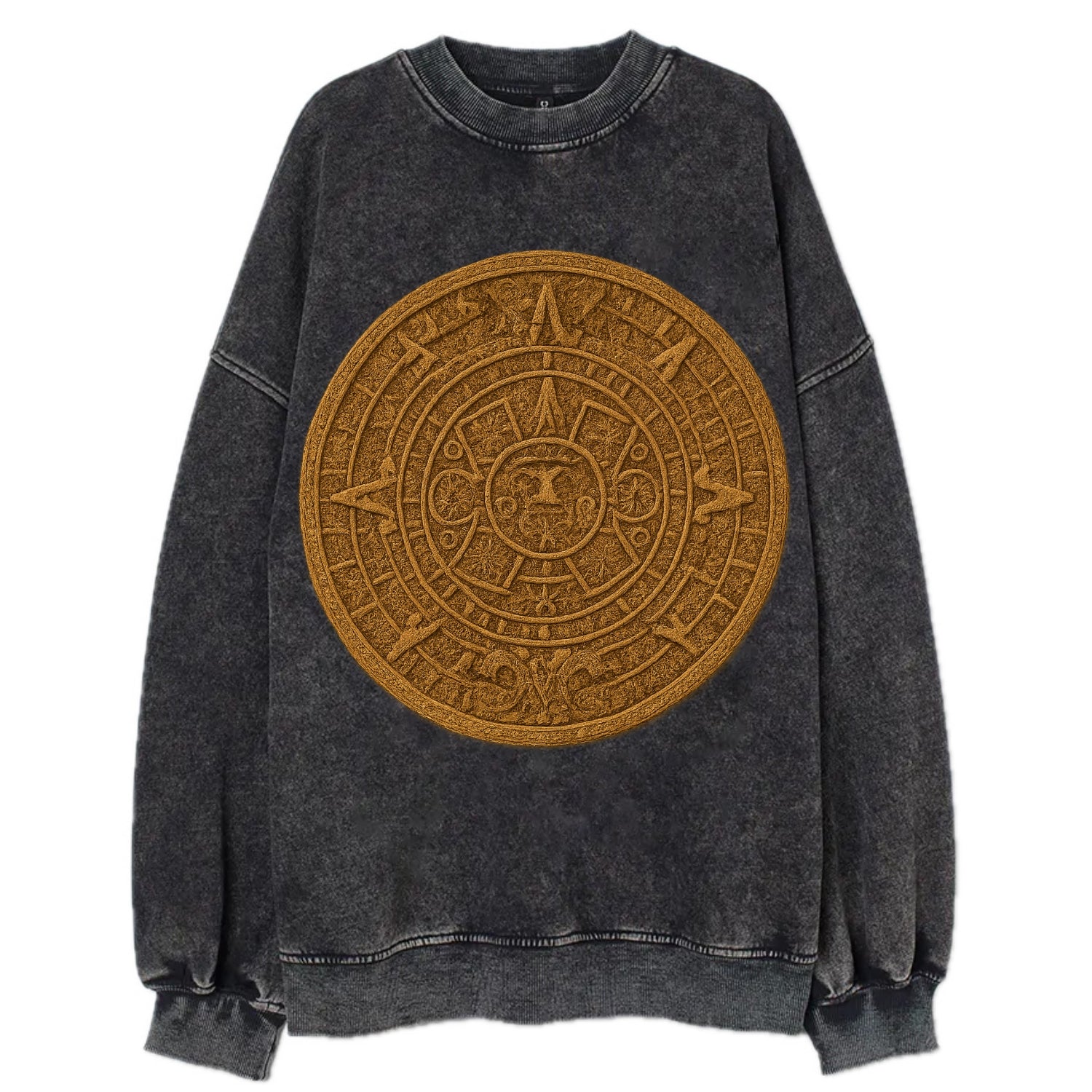 Aztec Calendar  - Vintage Sweatshirt - Black