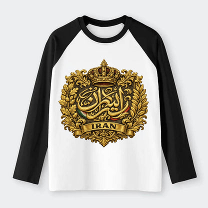 Iran Persian Calligraphy Crest - Raglan Long Sleeve T-Shirt - Black