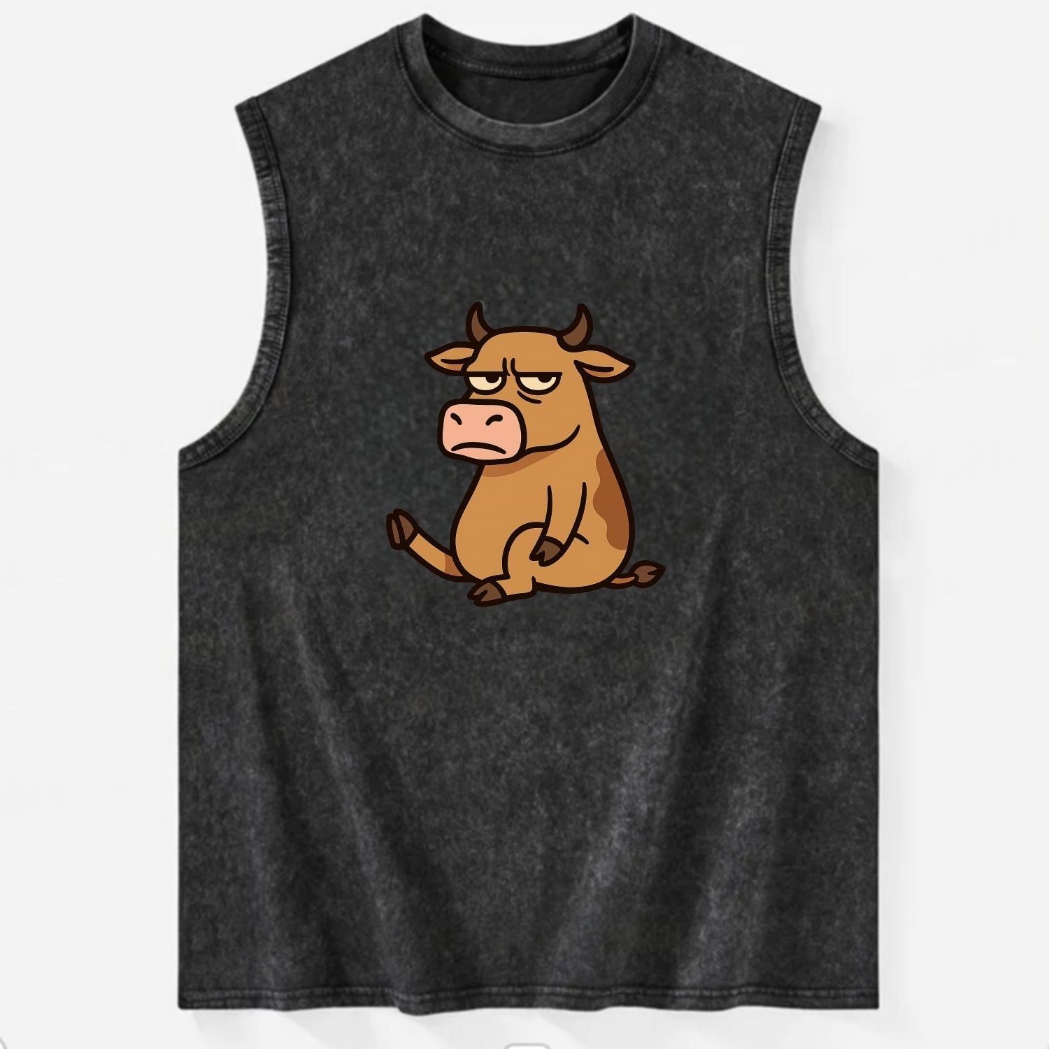 The Cow Judging Silently - Vintage Washed Tank - Black