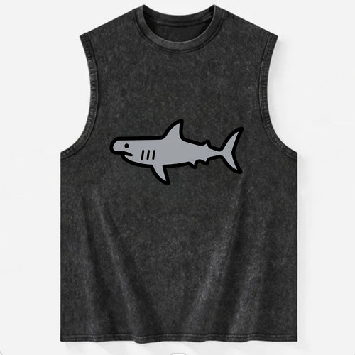 Hammerhead Shark - Gray distinctive head flat side profile - Vintage Washed Tank