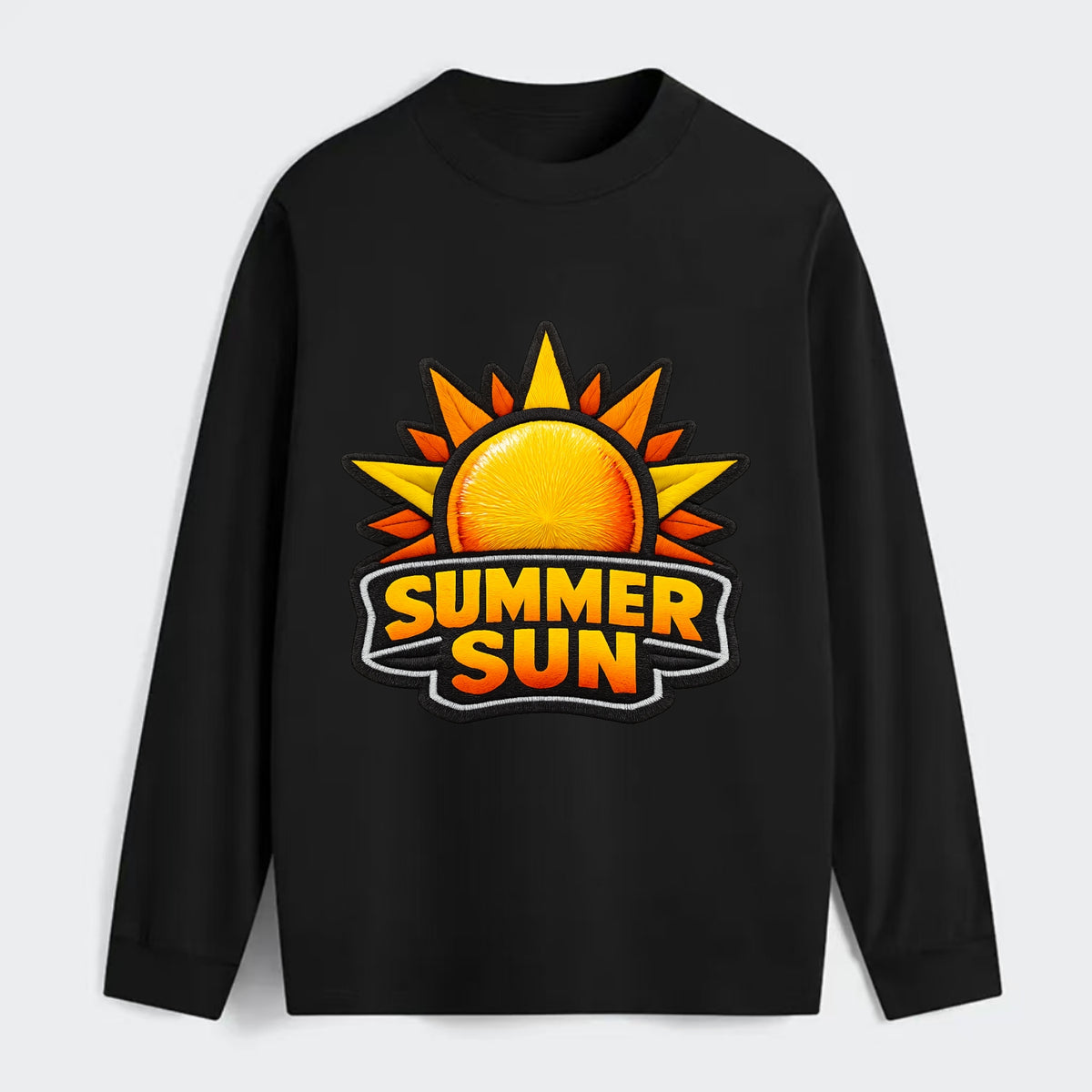 SUMMER SUN - bright sun with rays in yellow and orange , hot season - Classic Long Sleeve Shirt - Black