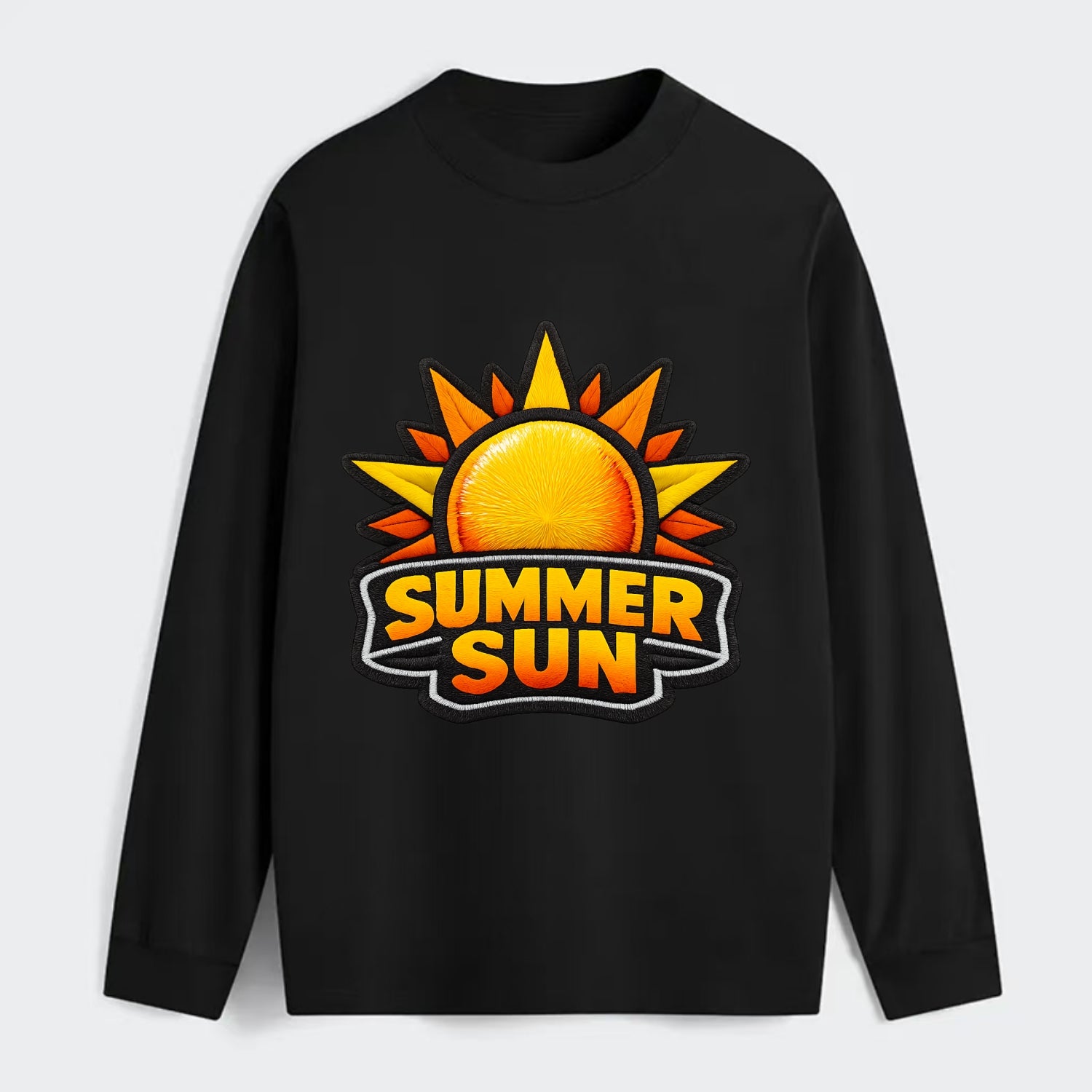 SUMMER SUN - bright sun with rays in yellow and orange , hot season - Classic Long Sleeve Shirt - Black