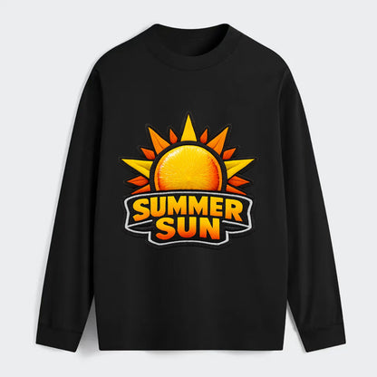 SUMMER SUN - bright sun with rays in yellow and orange , hot season - Classic Long Sleeve Shirt - Black