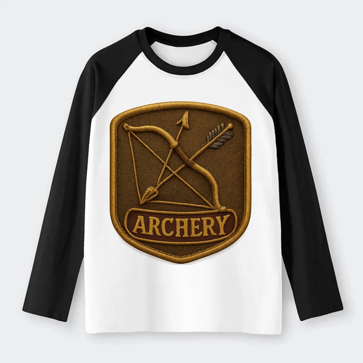 Bow and arrow crossed - archery enthusiast - Raglan Long Sleeve T-Shirt - Black