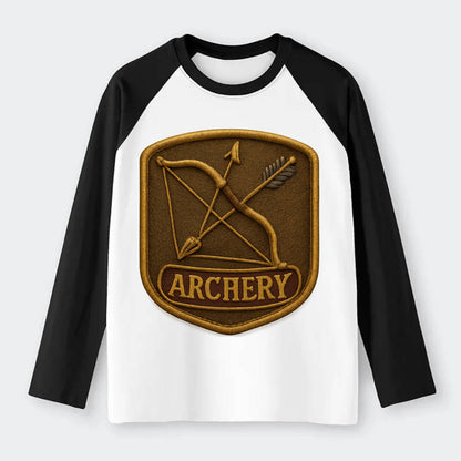 Bow and arrow crossed - archery enthusiast - Raglan Long Sleeve T-Shirt - Black