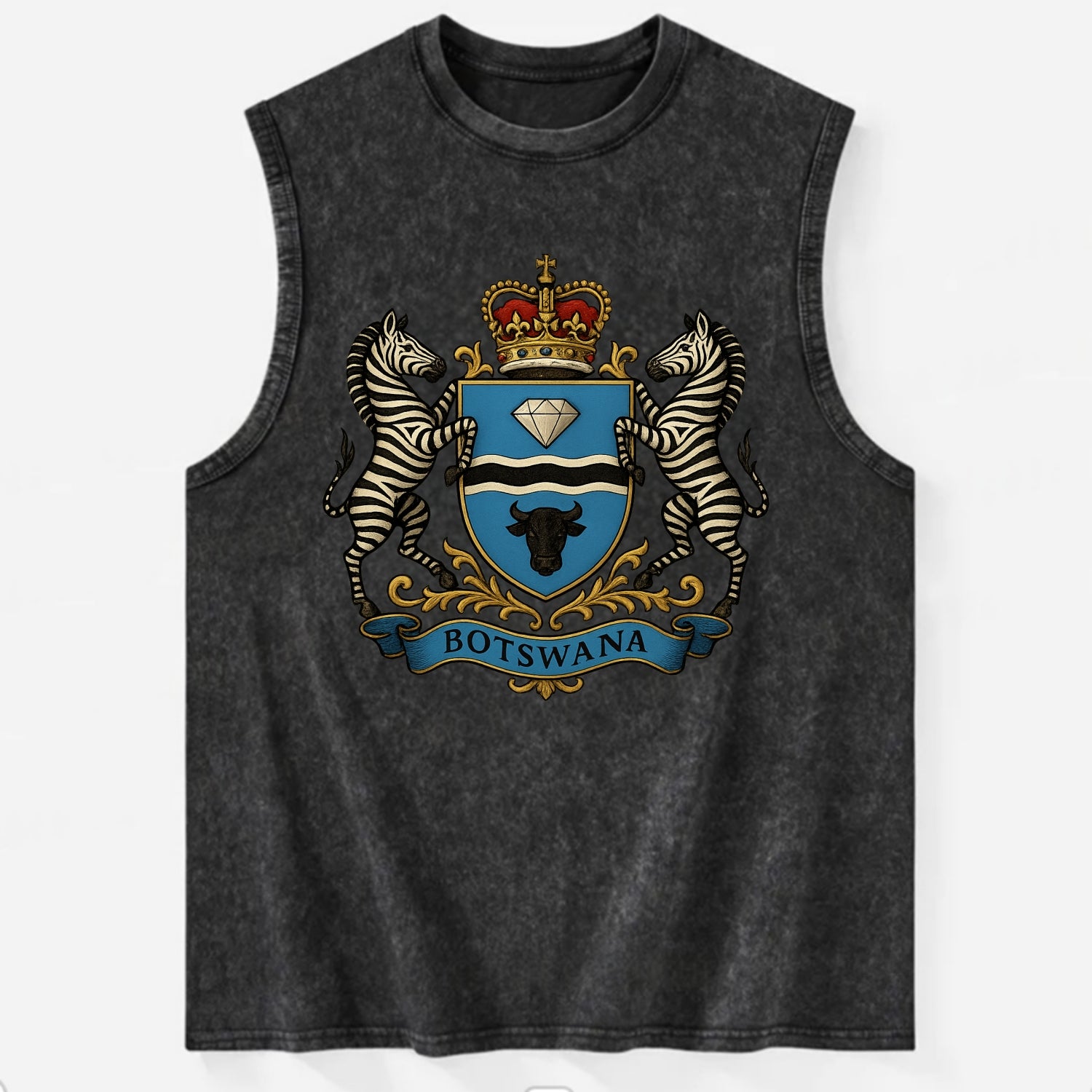 Botswana Heritage Badge  - Vintage Washed Tank - Black