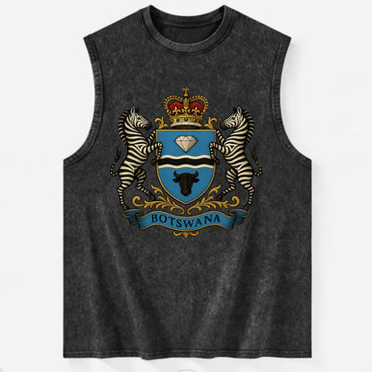 Botswana Heritage Badge  - Vintage Washed Tank - Black