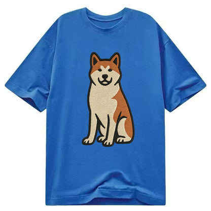 Akita - White and red sitting pose - Cla Classic T-shirt - Blue