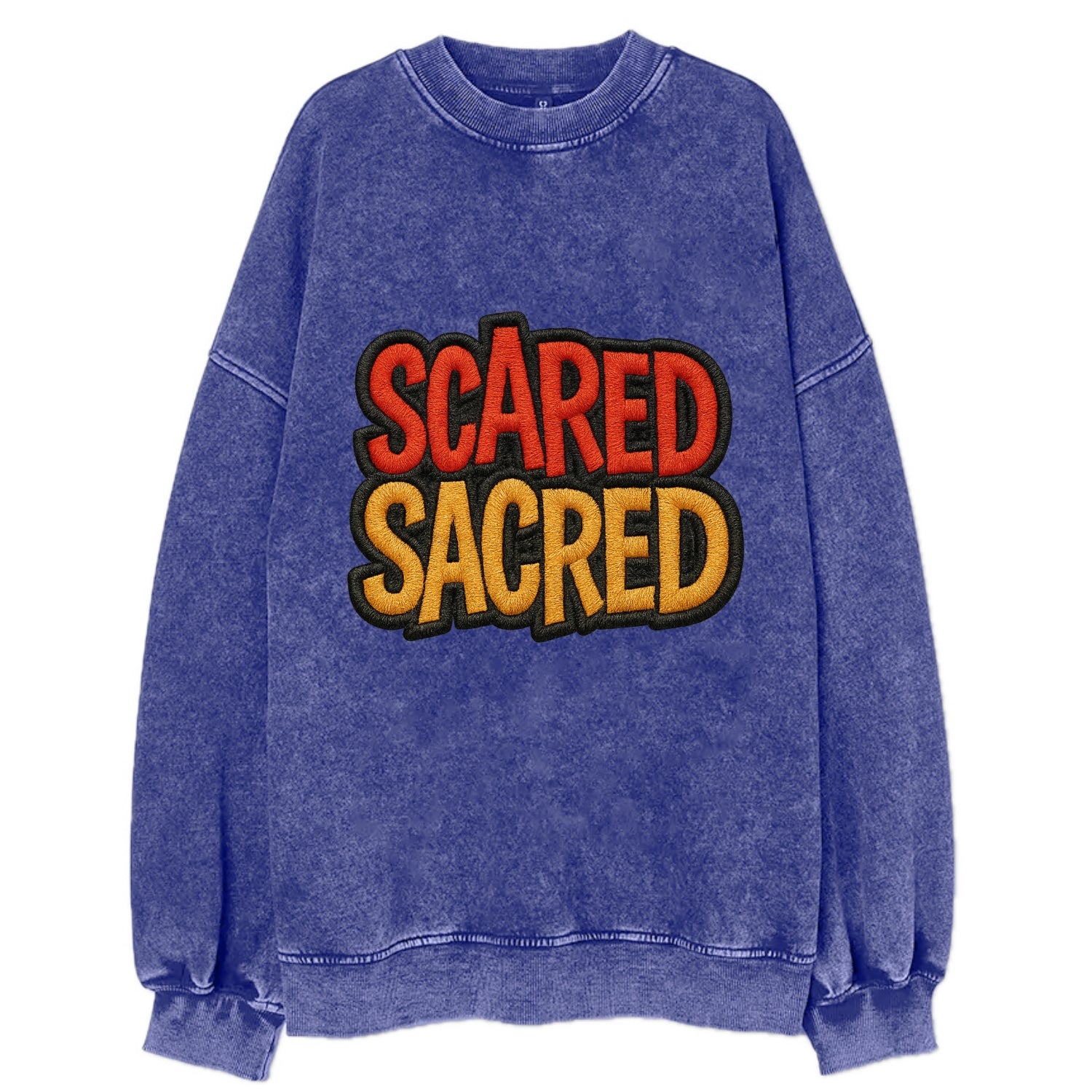 SCARED;SACRED JOURNEY Spiritual Purple Hat - Vintage Sweatshirt - Blue