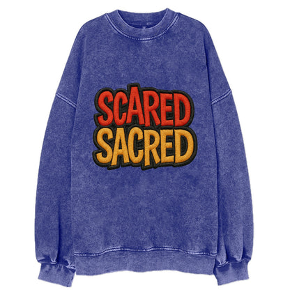 SCARED;SACRED JOURNEY Spiritual Purple Hat - Vintage Sweatshirt - Blue