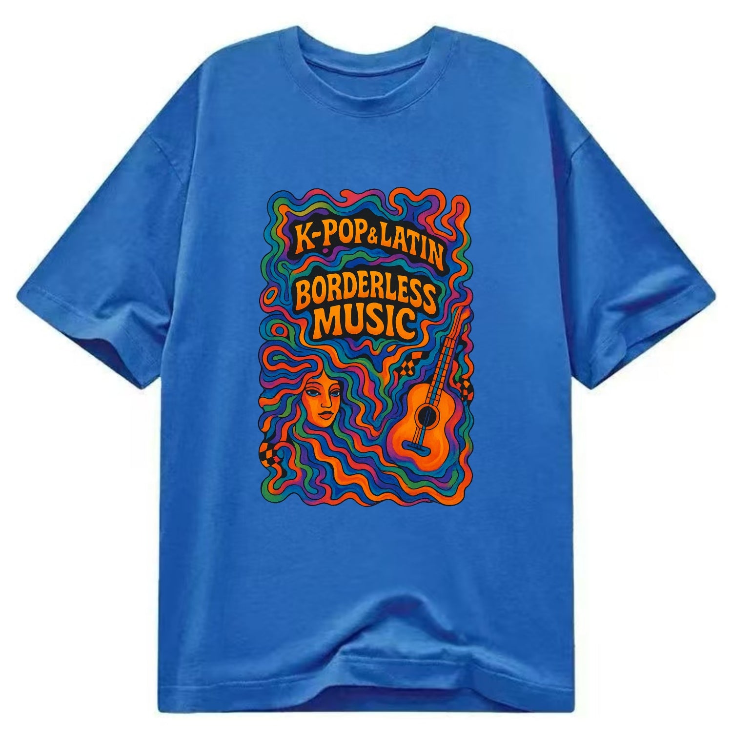 K-Pop and Latin fusion explosion - "Borderless Music" - cross-cultural sounds - Classic T-shirt - Blue