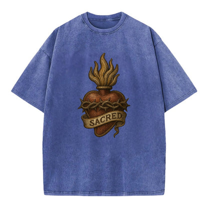 Sacred Heart  - Vintage T-shirt - Blue
