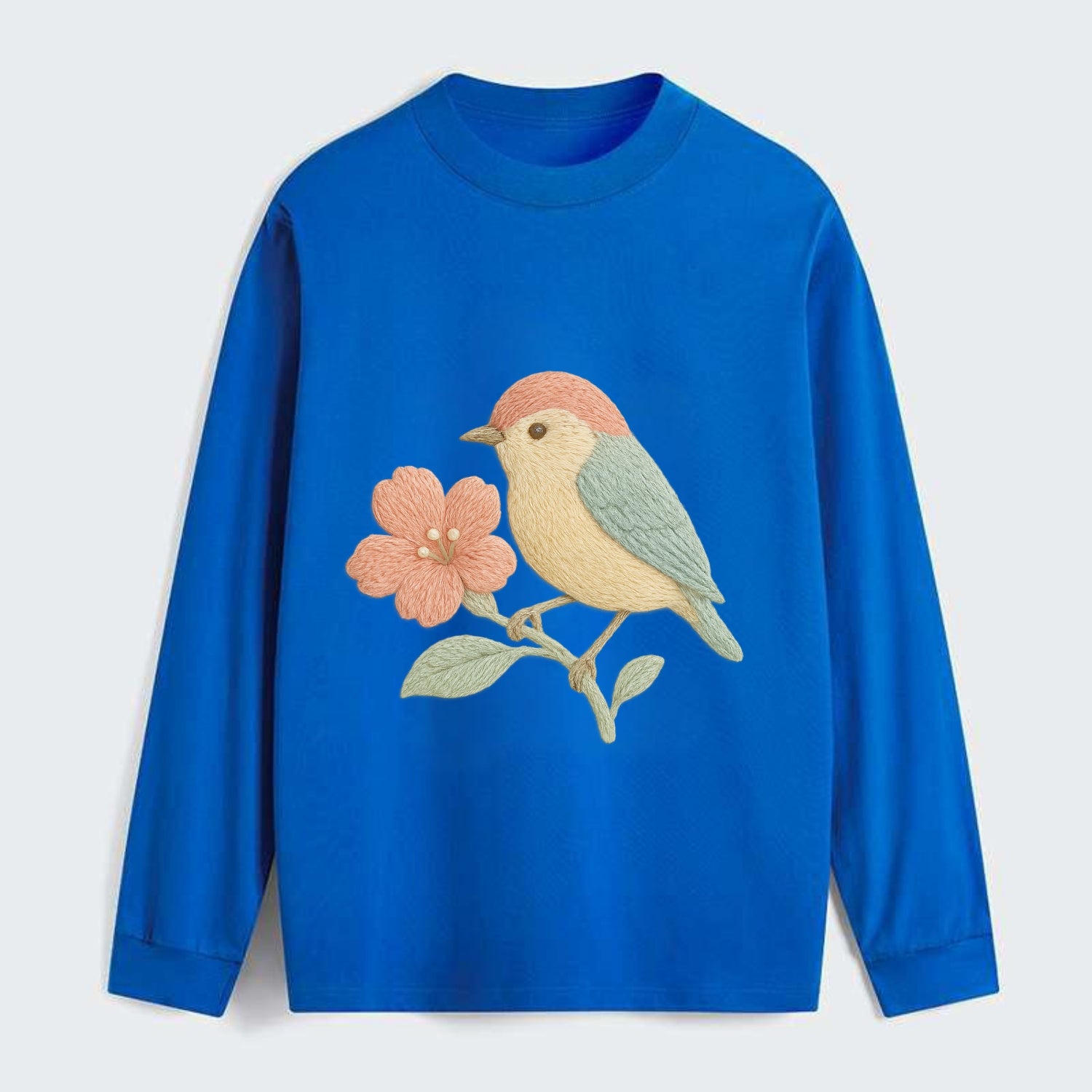 Peach Flowerpecker - Classic Long Sleeve Shirt - Blue