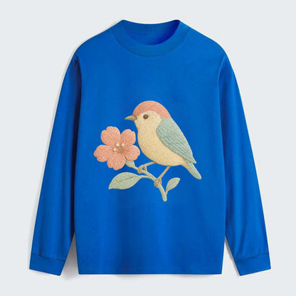 Peach Flowerpecker - Classic Long Sleeve Shirt - Blue