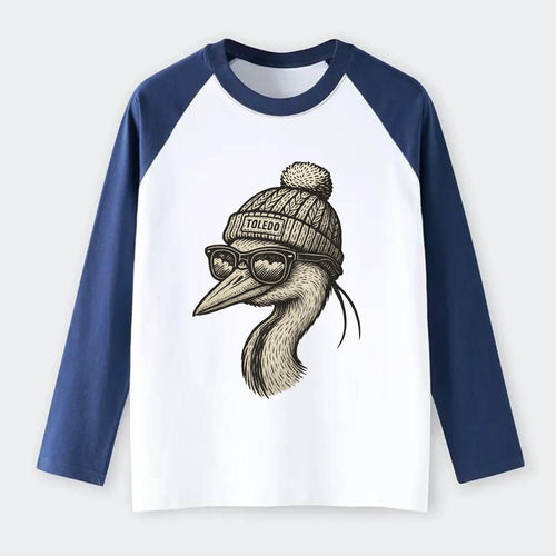 Toledo Great Blue Heron wearing Toledo b - Raglan Long Sleeve T-Shirt