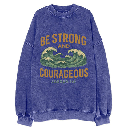 Joshua 1:9 Ocean - Vintage Sweatshirt - Blue