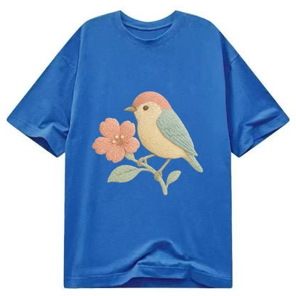 Peach Flowerpecker - Classic T-shirt - Blue