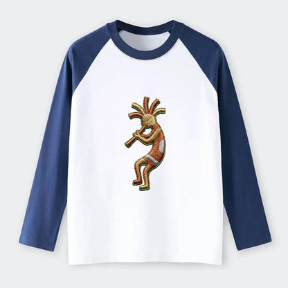 Kokopelli - Raglan Long Sleeve T-Shirt - Blue