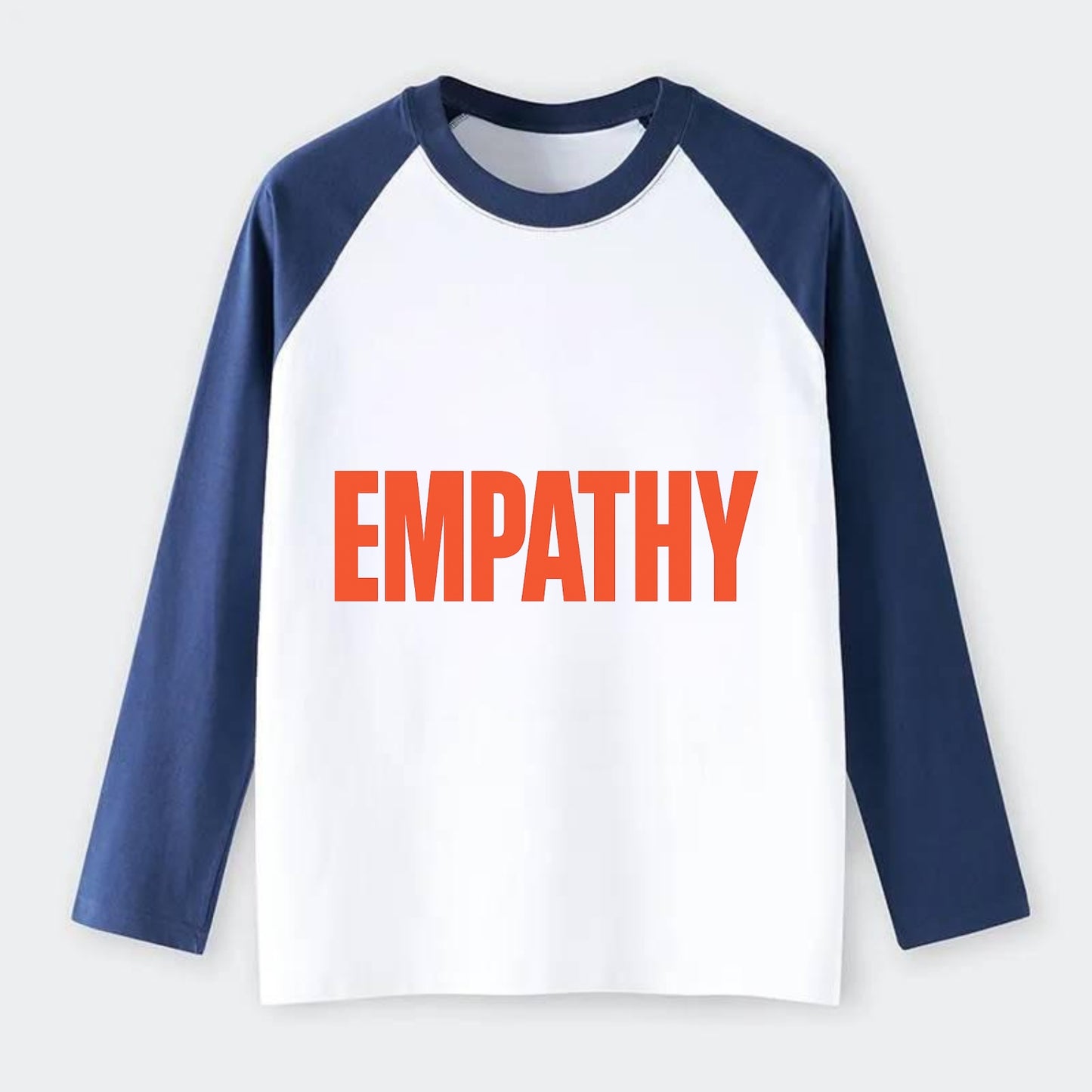 Bold typography design - "EMPATHY" - understanding others, emotional - Raglan Long Sleeve T-Shirt - Blue