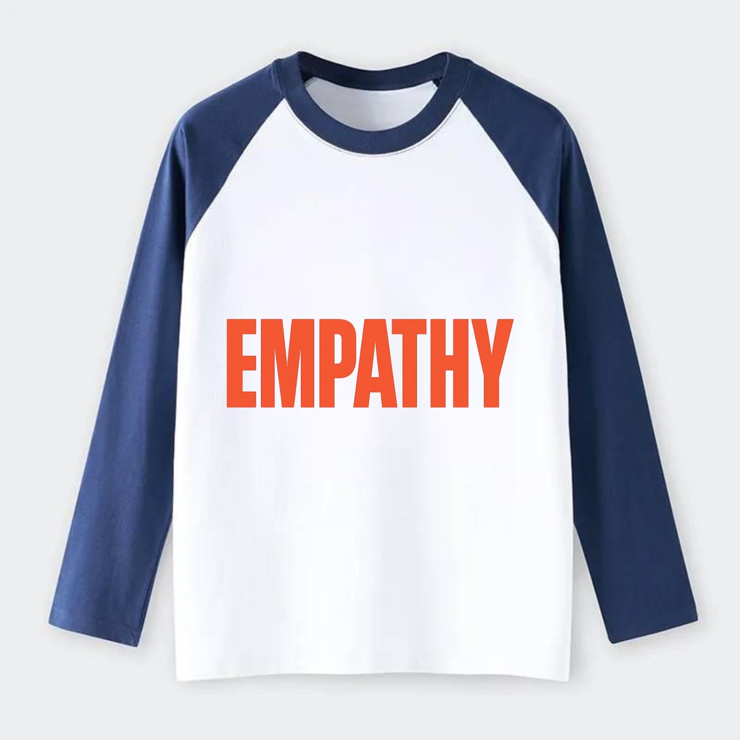 Bold typography design - "EMPATHY" - understanding others, emotional - Raglan Long Sleeve T-Shirt - Blue