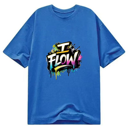 Bold typography design - "I FLOW" - going with life, easy movement - Classic T-shirt - Blue