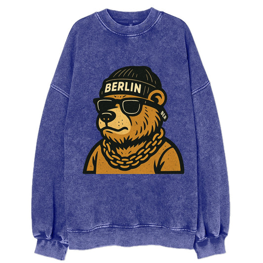 Berlin Bear - Vintage Sweatshirt - Blue
