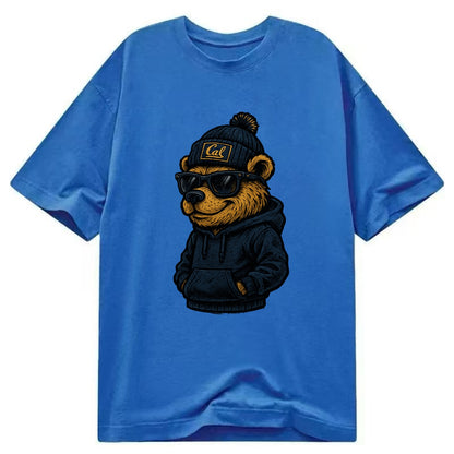 Berkeley Bear wearing Cal beanie with script patch - Classic T-shirt - Blue