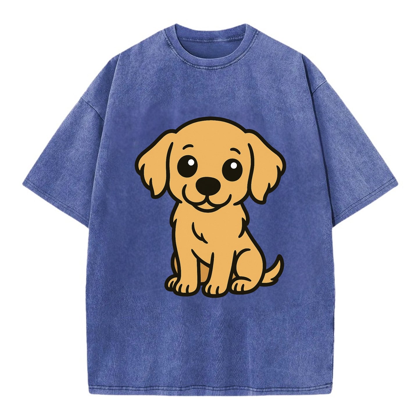 Golden Retriever - Head tilt curious pose - Vintage T-shirt - Blue