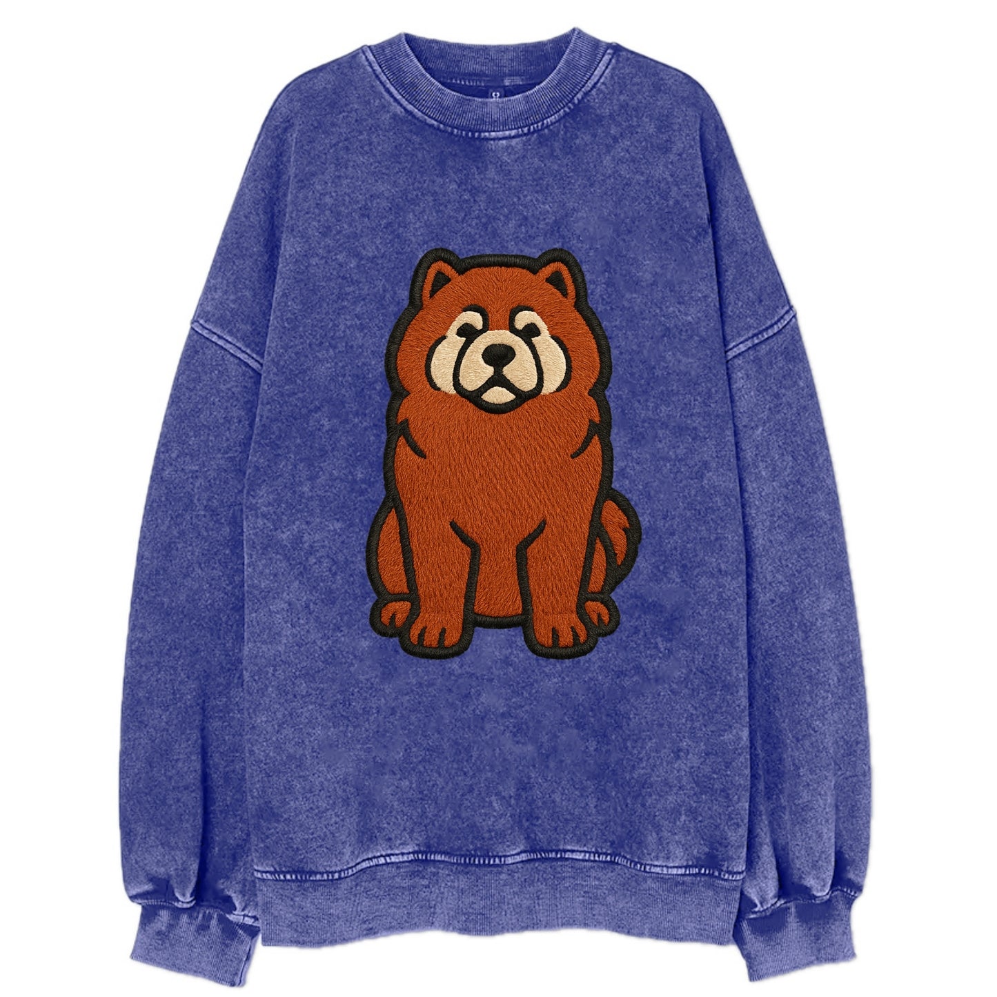 Chow Chow - Red fluffy sitting pose - Vi Vintage Sweatshirt - Blue