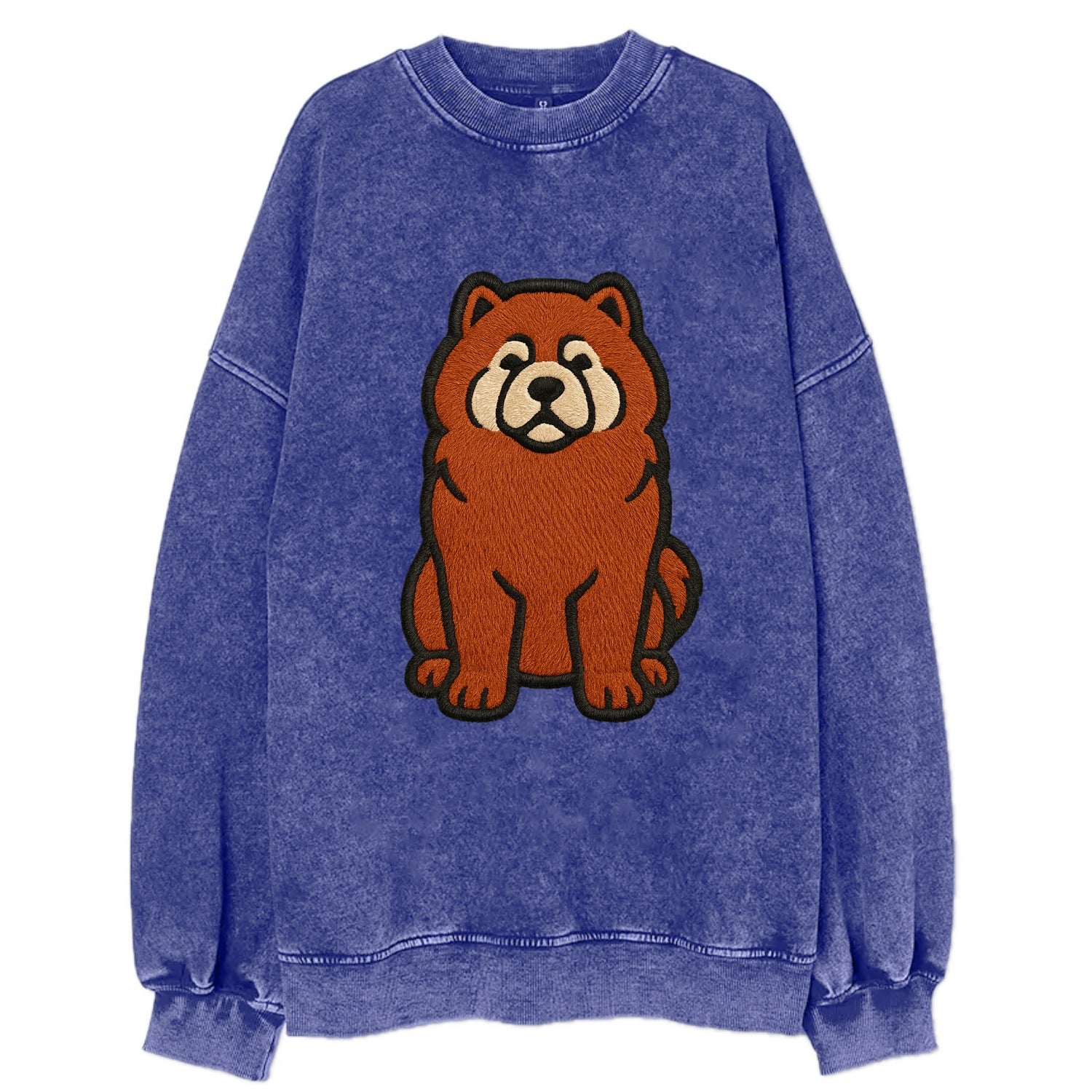 Chow Chow - Red fluffy sitting pose - Vi Vintage Sweatshirt - Blue