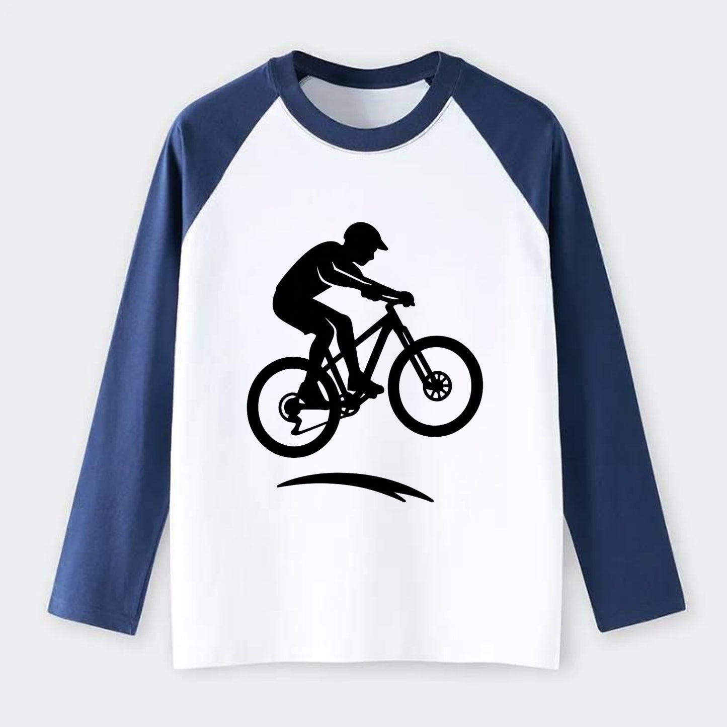 Mountain biker catching air - Raglan Long Sleeve T-Shirt - Blue