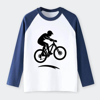 Mountain biker catching air - Raglan Long Sleeve T-Shirt - Blue