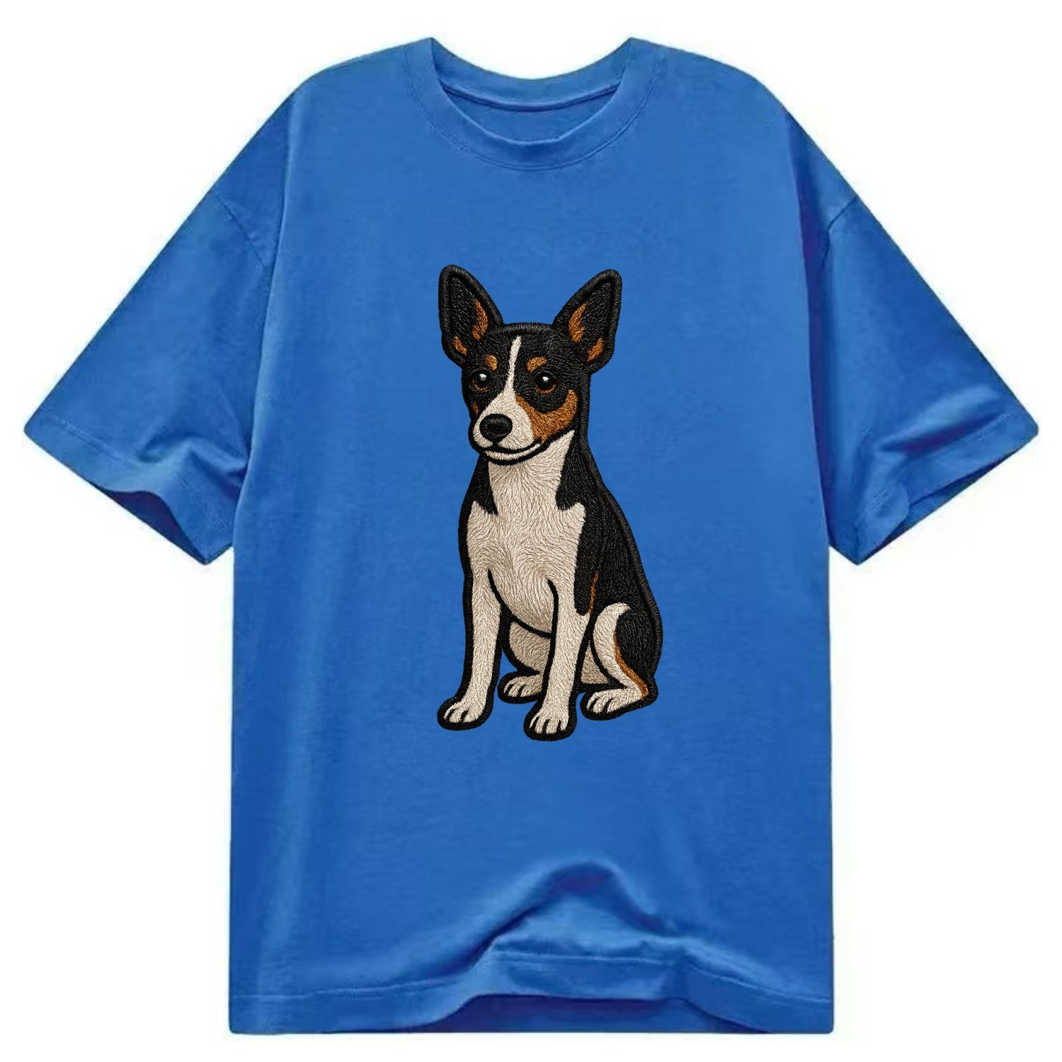 Rat Terrier - Tri-color embroidered pose Classic T-shirt - Blue