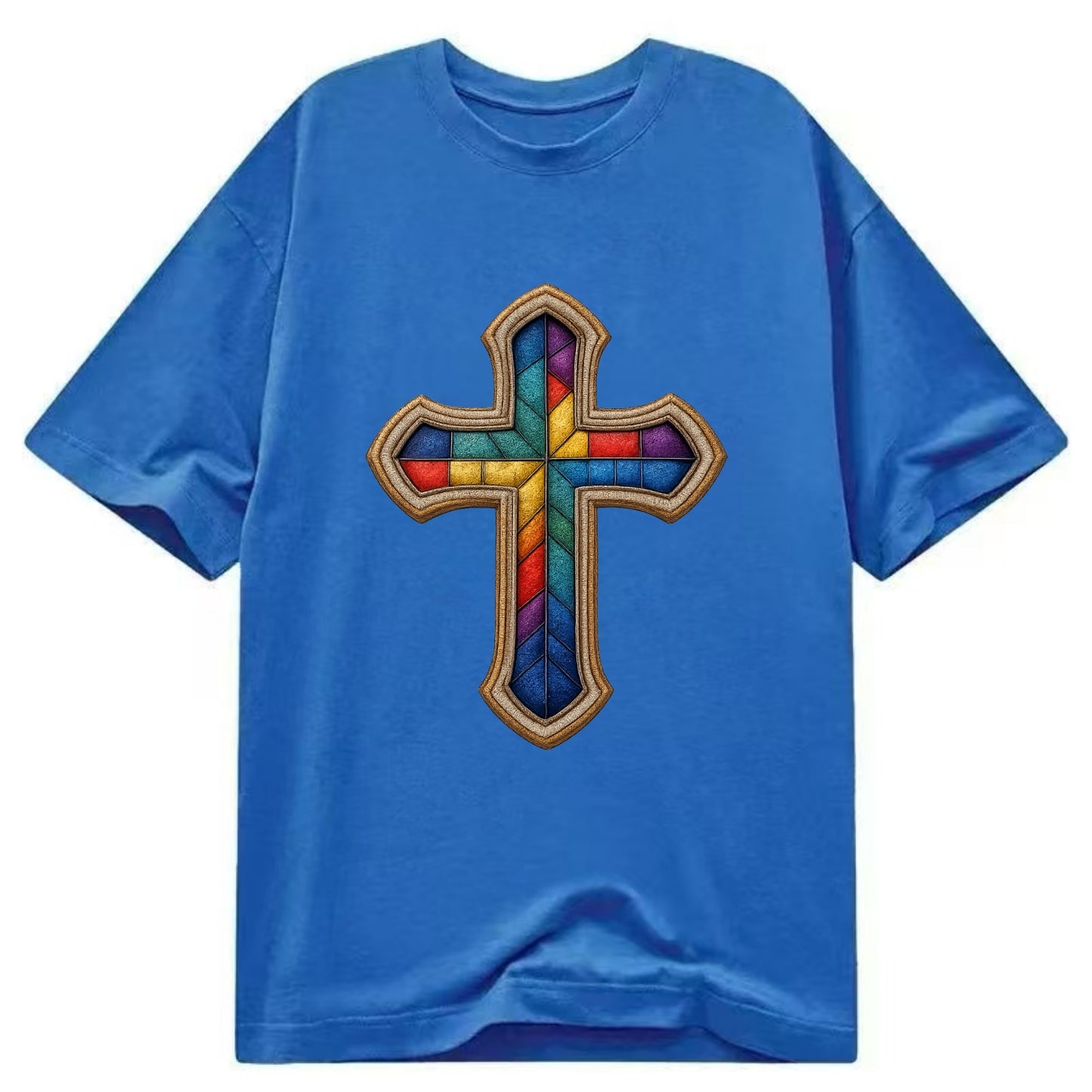 Stained Glass Cross  - Classic T-shirt - Blue
