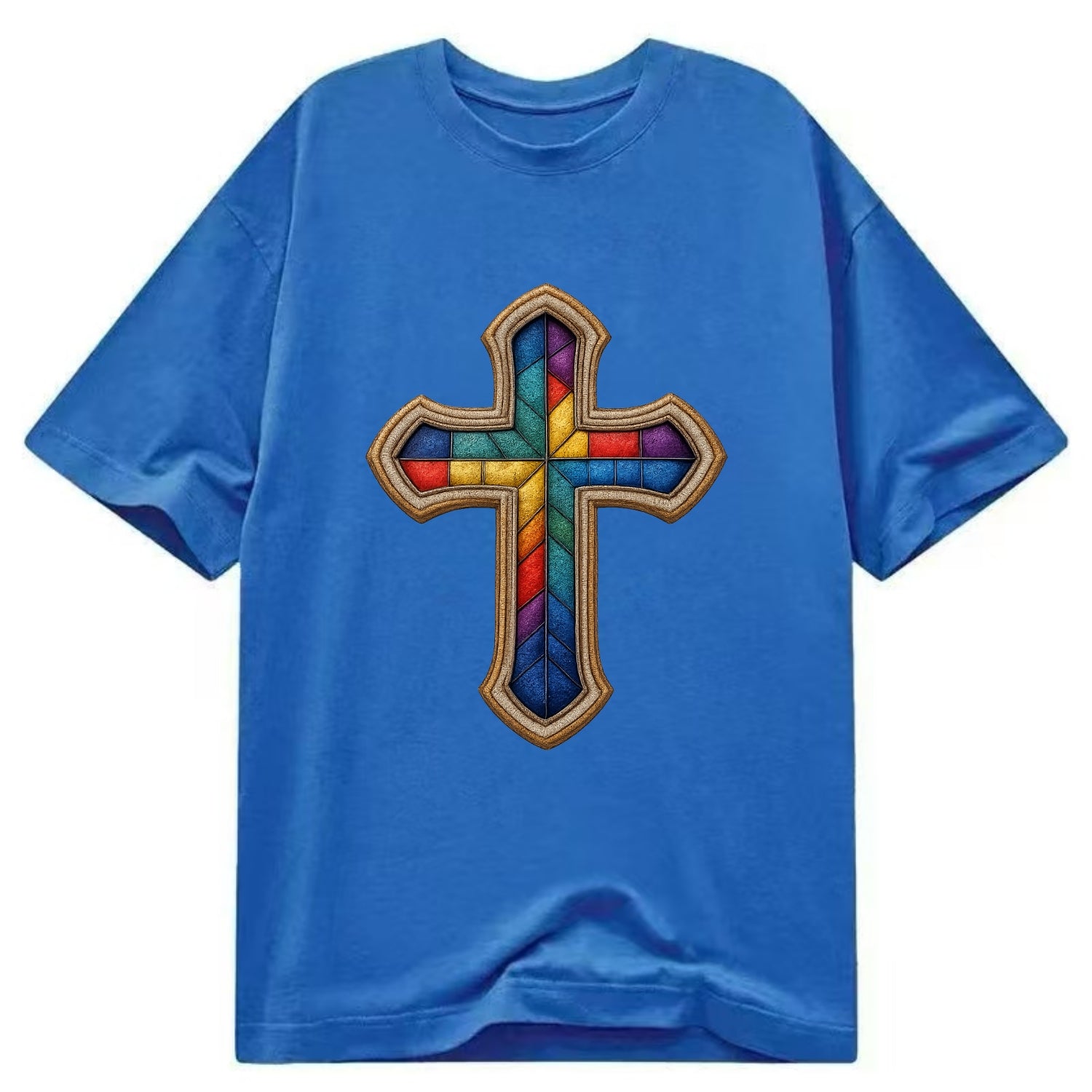 Stained Glass Cross  - Classic T-shirt - Blue