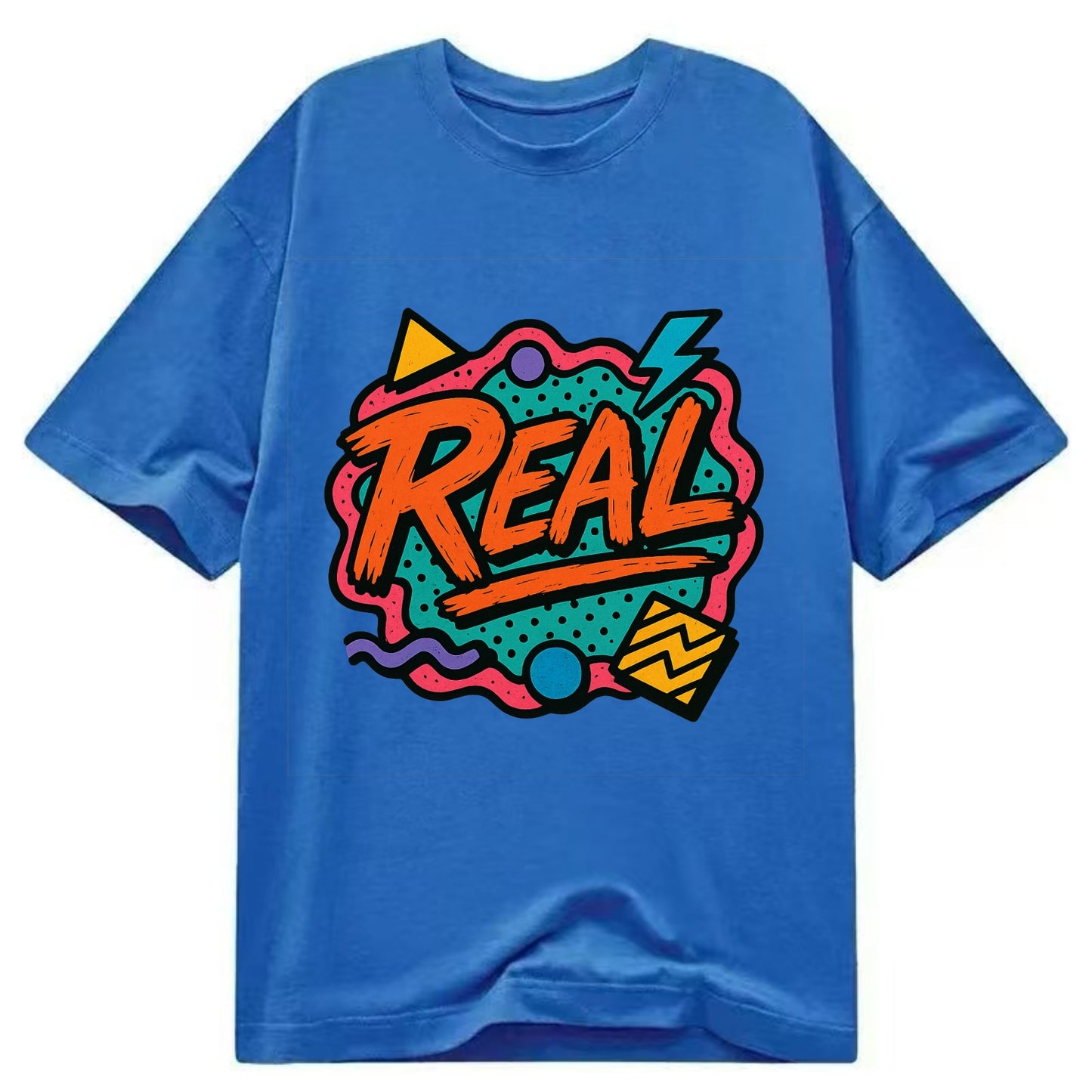 Imperfect brush strokes spelling "Real" - authenticity over perfection, raw and - Classic T-shirt - Blue
