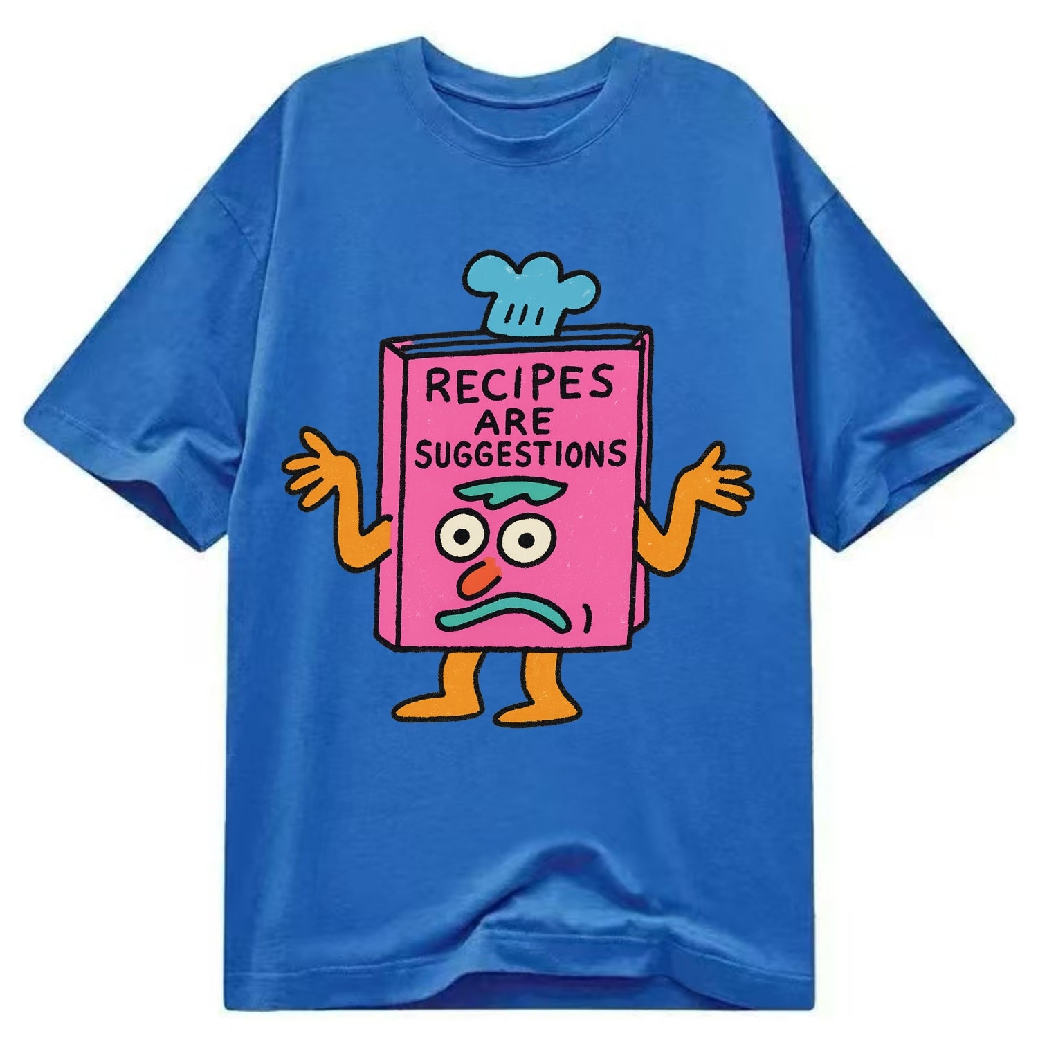RECIPES ARE SUGGESTIONS | Cookbook shrugging - Classic T-shirt - Blue