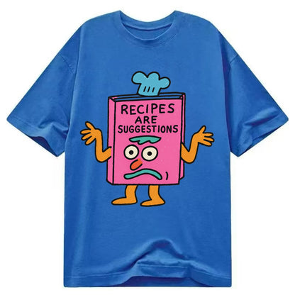 RECIPES ARE SUGGESTIONS | Cookbook shrugging - Classic T-shirt - Blue