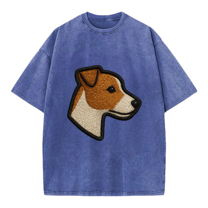 Jack Russell Terrier - Modern small terr - Vintage T-shirt - Blue
