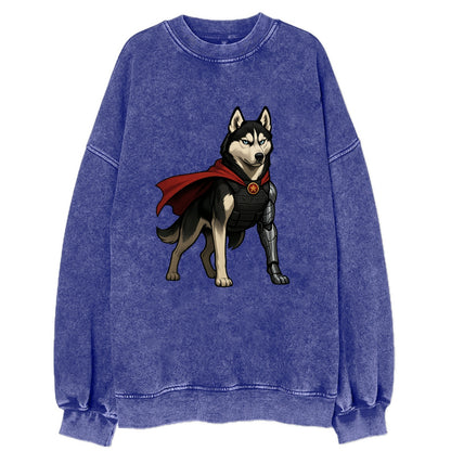 Siberian Husky Winter Soldier  - Vintage - Vintage Sweatshirt - Blue