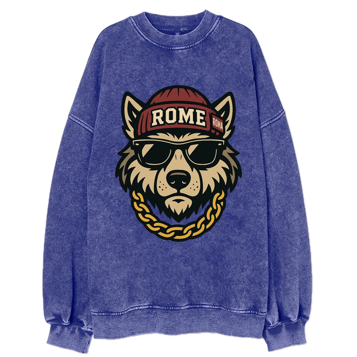 Rome Wolf - Vintage Sweatshirt - Blue