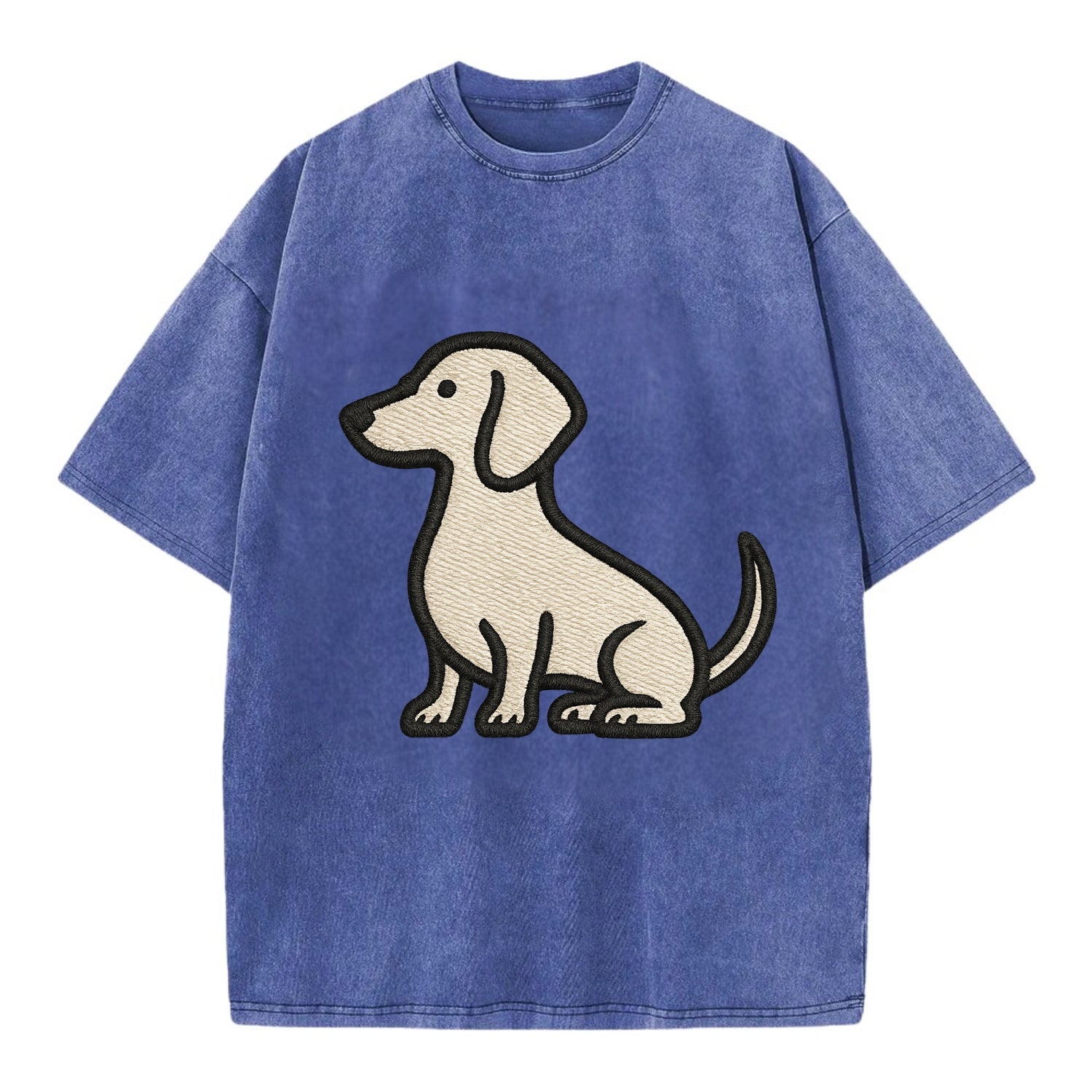 Dachshund - Long body profile view - Vin Vintage T-shirt - Blue