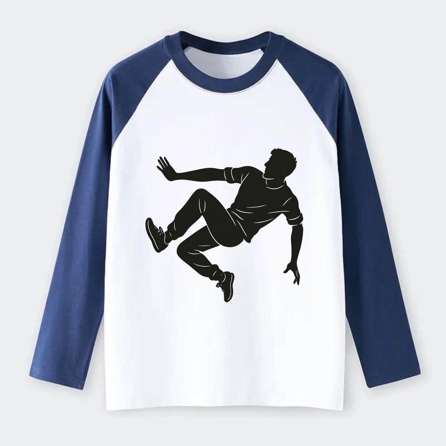 Parkour athlete wall run - Raglan Long Sleeve T-Shirt - Blue