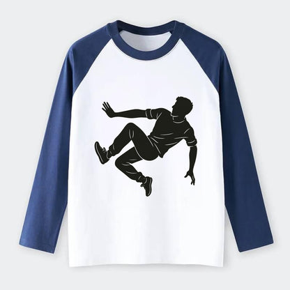 Parkour athlete wall run - Raglan Long Sleeve T-Shirt - Blue