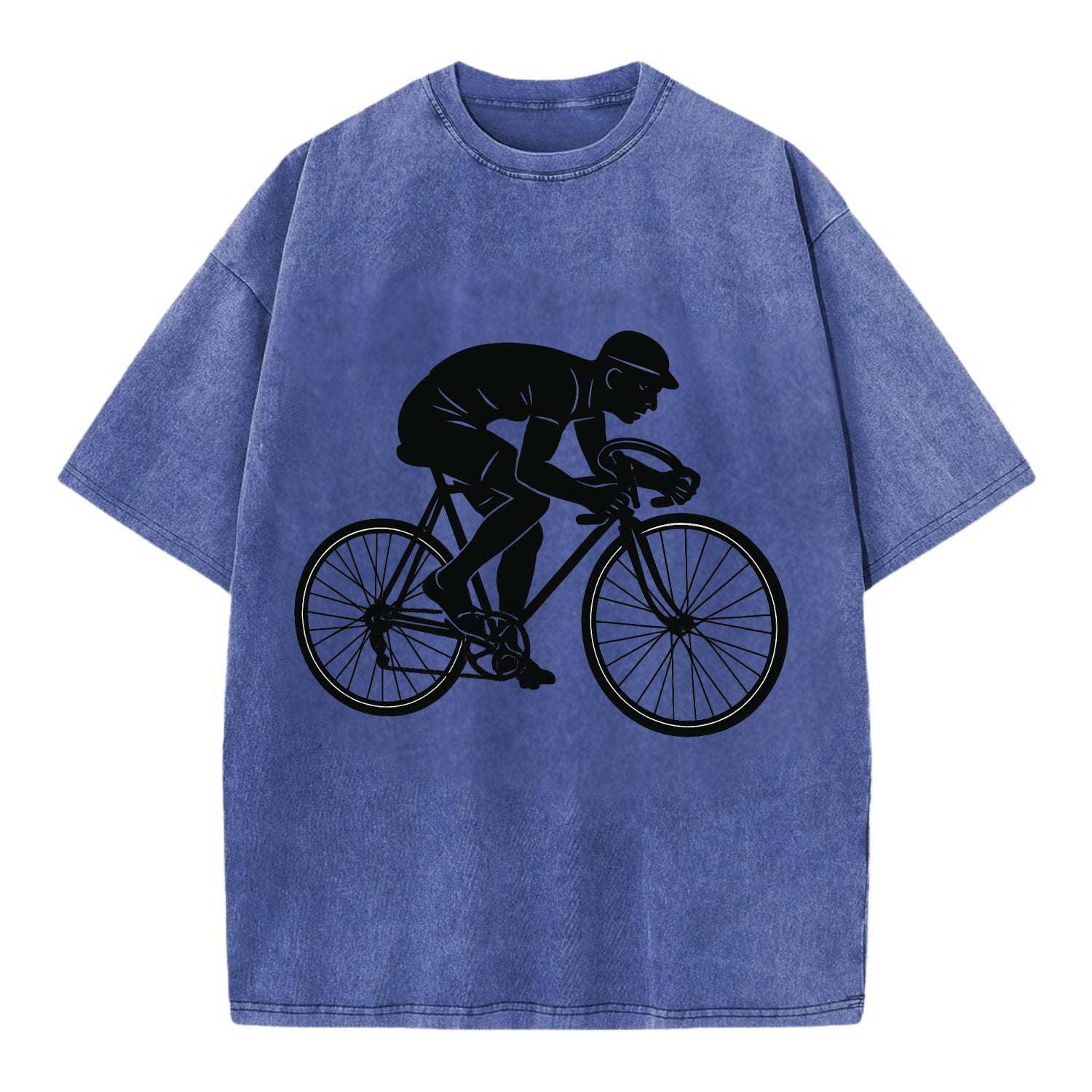 Cyclist sprinting in racing position - Vintage T-shirt - Blue