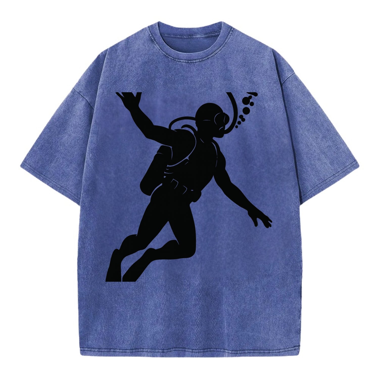 Scuba diver descending with gear - Vintage T-shirt - Blue