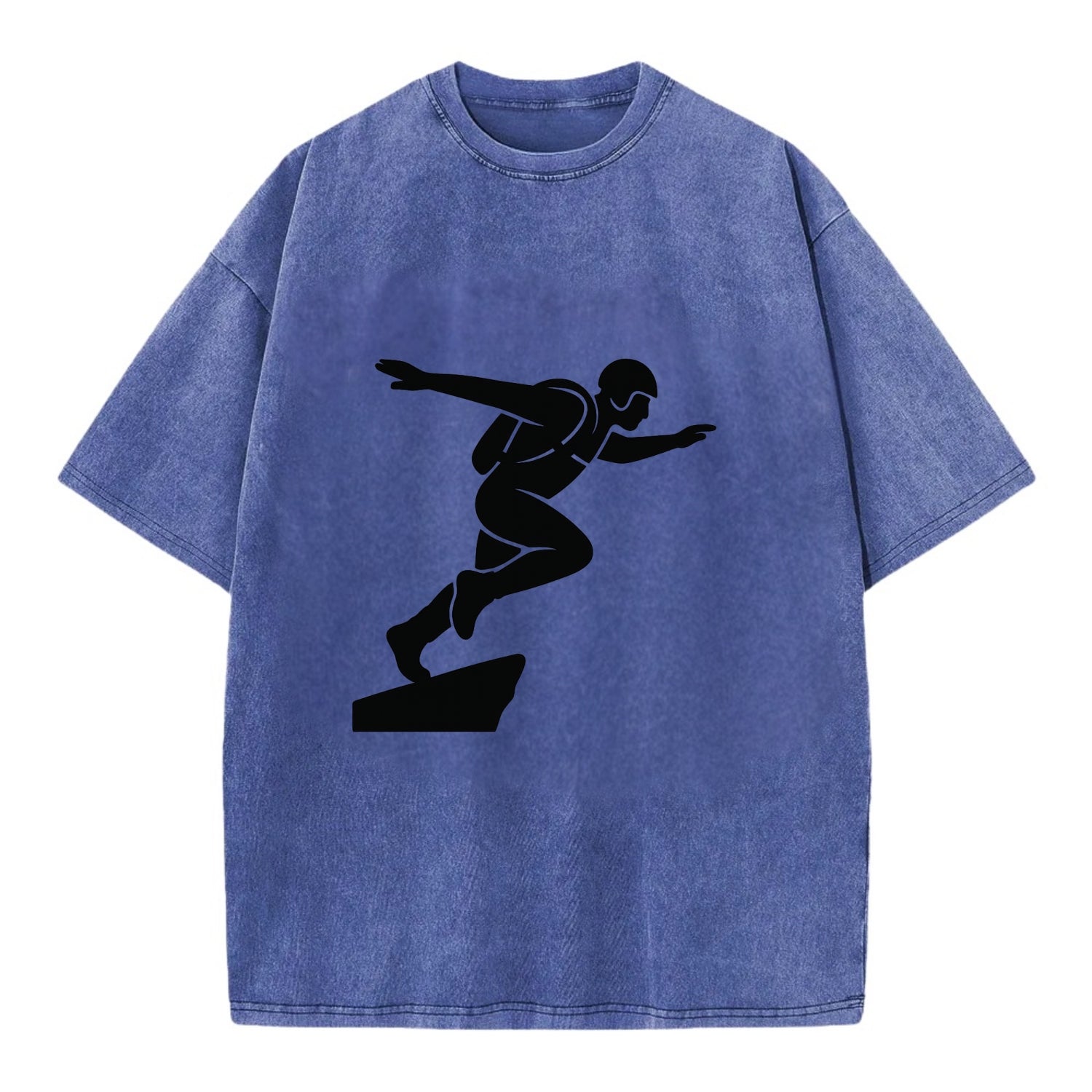 Base jumper launching off - Vintage T-shirt - Blue