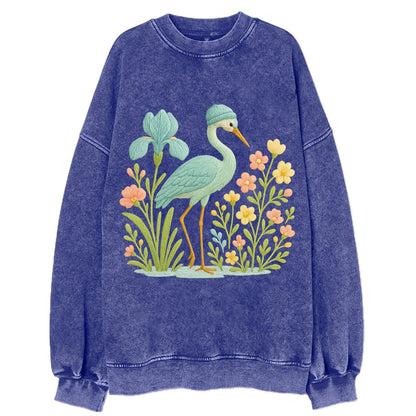 Mint Crane - Vintage Sweatshirt - Blue