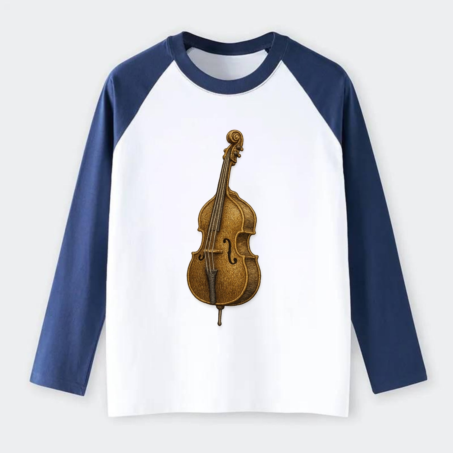 Acoustic Bass  - Raglan Long Sleeve T-Shirt - Blue