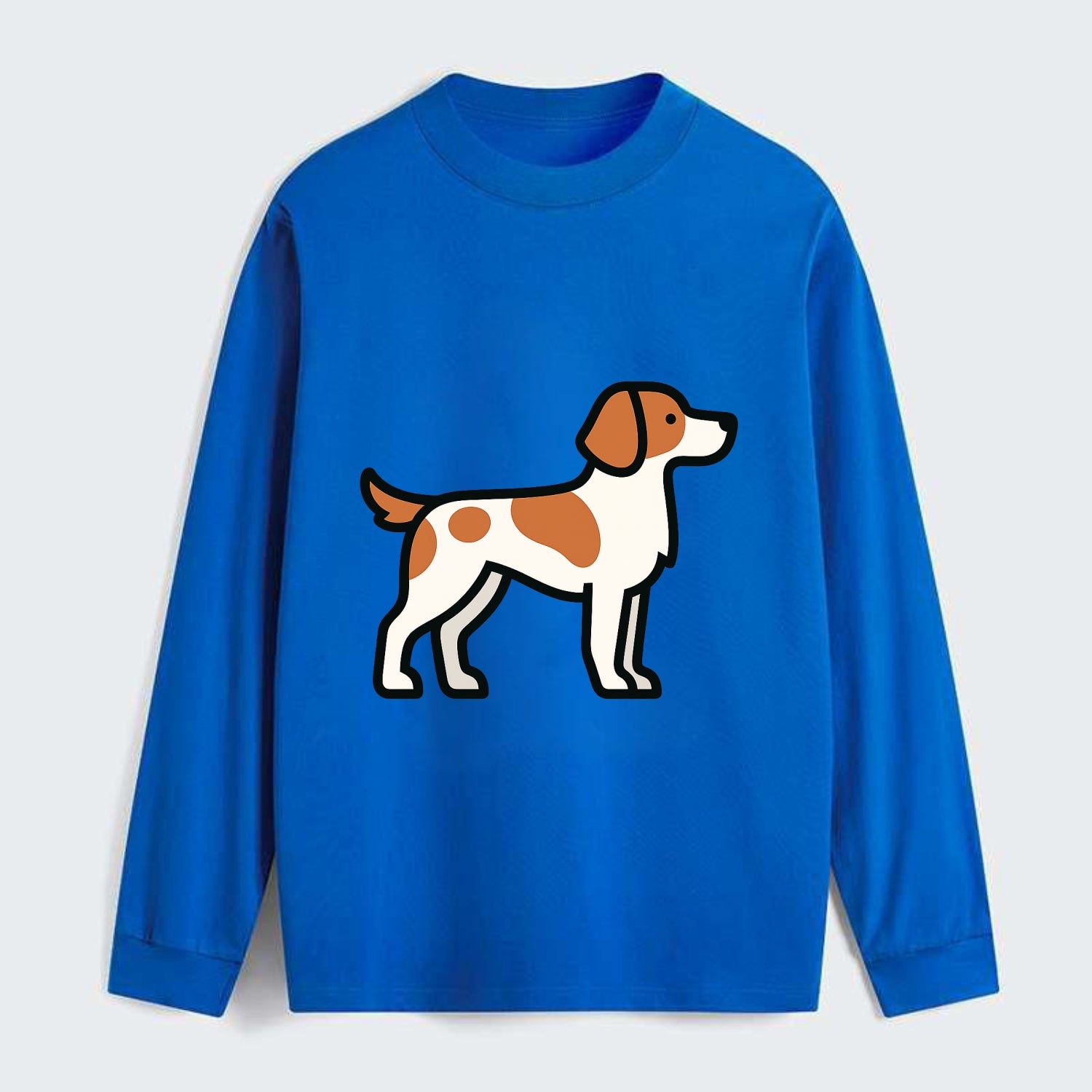 Brittany Spaniel - Orange and white flat side profile - Classic Long Sleeve Shirt - Blue
